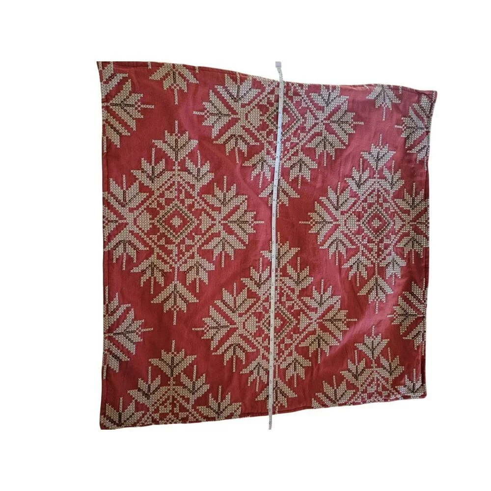Pottery Barn Red & White Snowflake Pillow Cover Size 24”x 24”